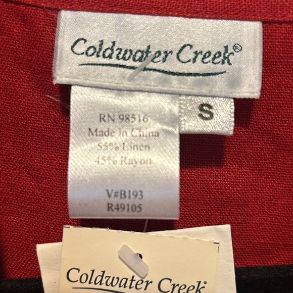 NWT Coldwater Creek Bold Red Linen Button-Up Shirt Small - Picture 4 of 5